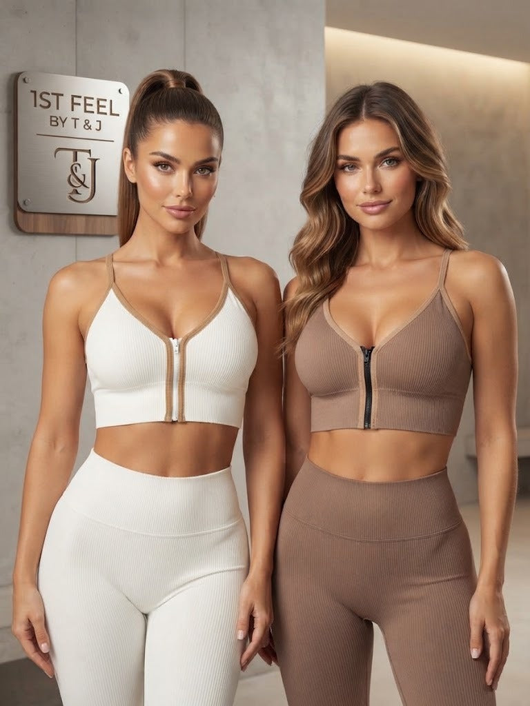 Ribbed Zip-Front  Top